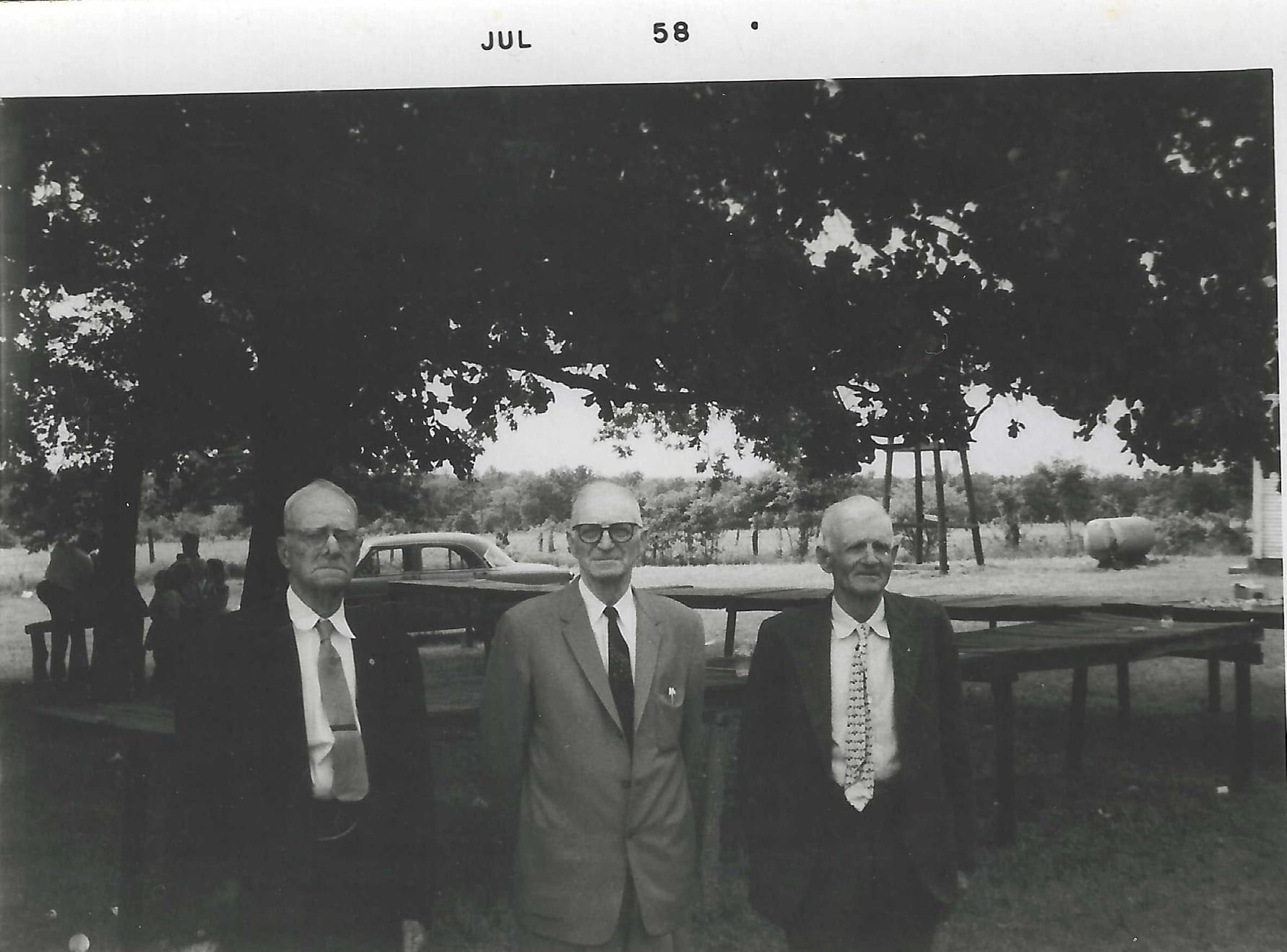Historic photograph of community members at Woodlands Cemetery, July 1958